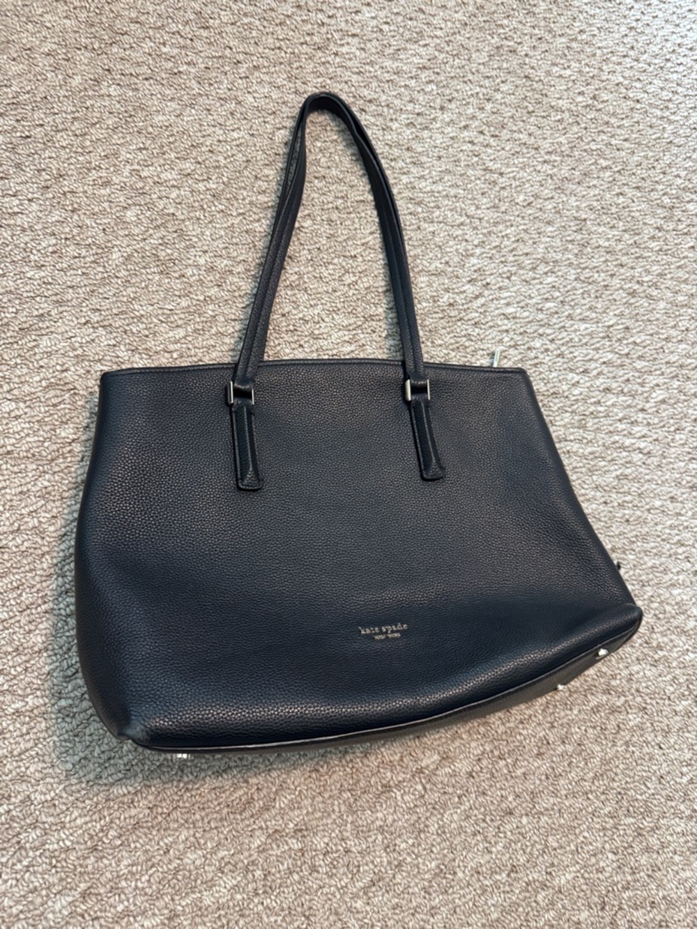 kate spade black pebbled leather shoulder tote